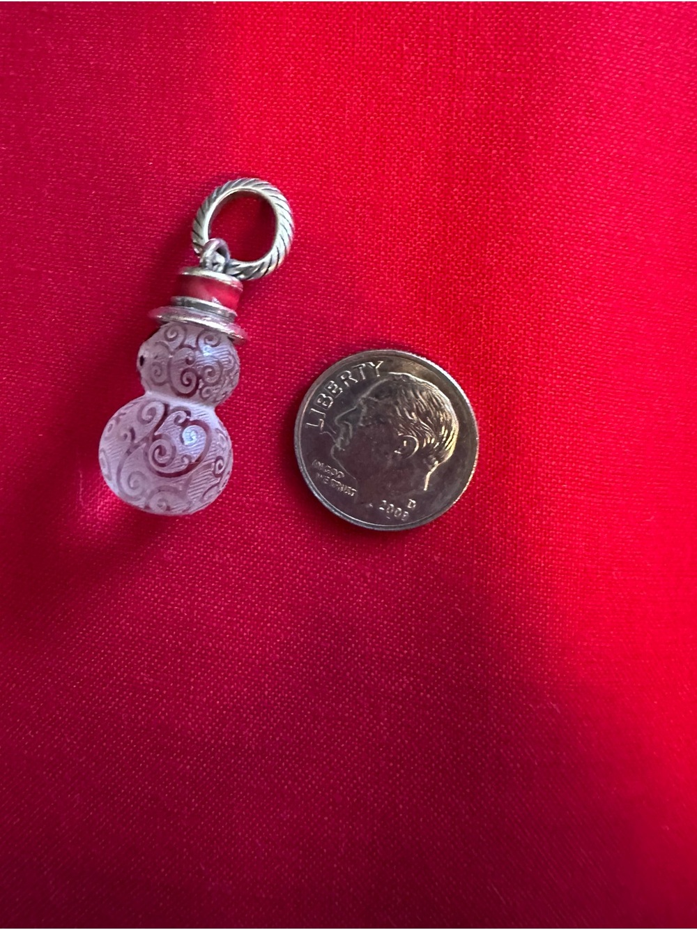 Brighton Silver-Tone Filigree Glass Gourd Charm with Pink Accents - Picture 1 of 2